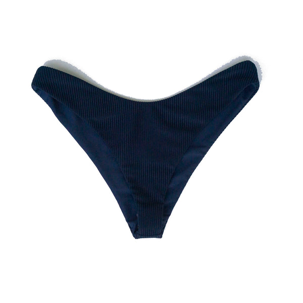 Byron high thigh bikini bottom in ribbed midnight - summer label swimwear.  The best summer bikinis from montauk new york