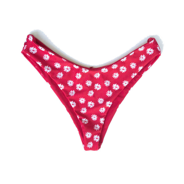 Byron bikini bottom in red daisy - Summer label swimwear.  The best bikinis for summer all year long.