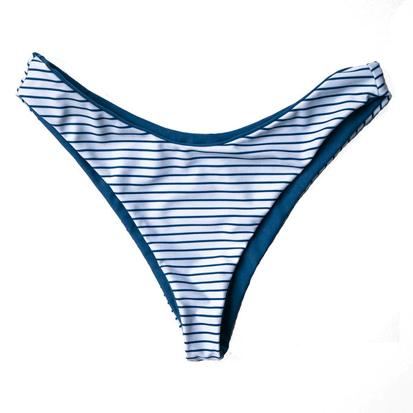 Byron high thigh bikini bottom in ocean stripe.  Summer Label Swimwear - best summer bikinis from Montauk