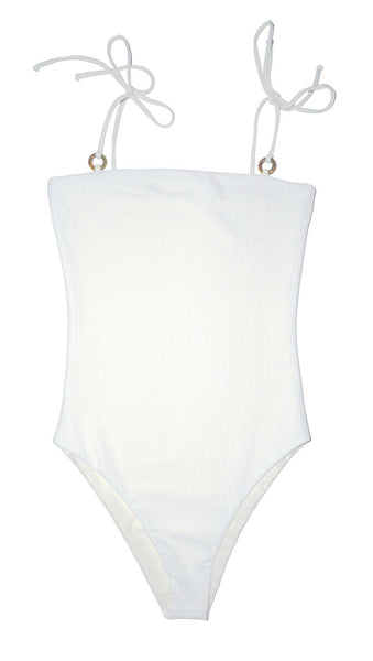 Culebra one piece swimsuit with tie shoulders in ribbed foam - Summer Label Swimwear