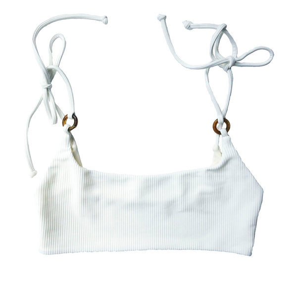 Lima bikini top with tie shoulder in ribbed foam.  Summer Label Swimwear - Summer bikinis for all year long